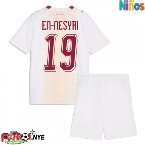 Camiseta Marruecos Youssef En-Nesyri #19 Visitante Equipación para niños Mundial 2026 manga corta (+ pantalones cortos)